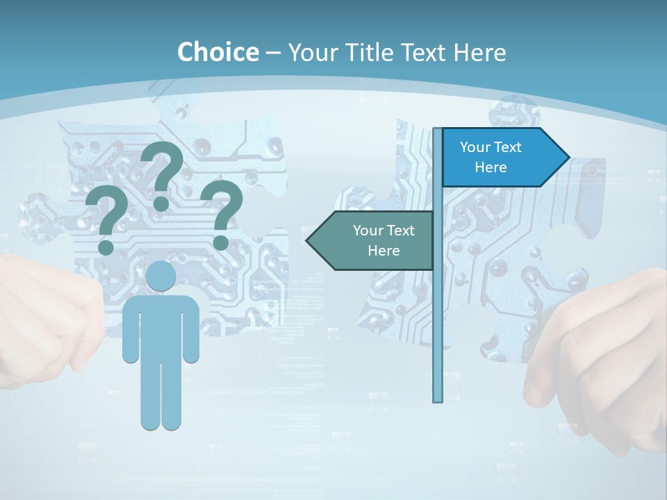 Two Hands Holding A Piece Of A Computer Circuit PowerPoint Template
