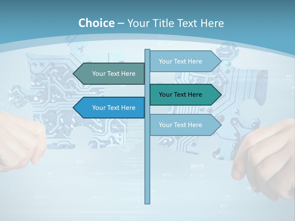 Two Hands Holding A Piece Of A Computer Circuit PowerPoint Template