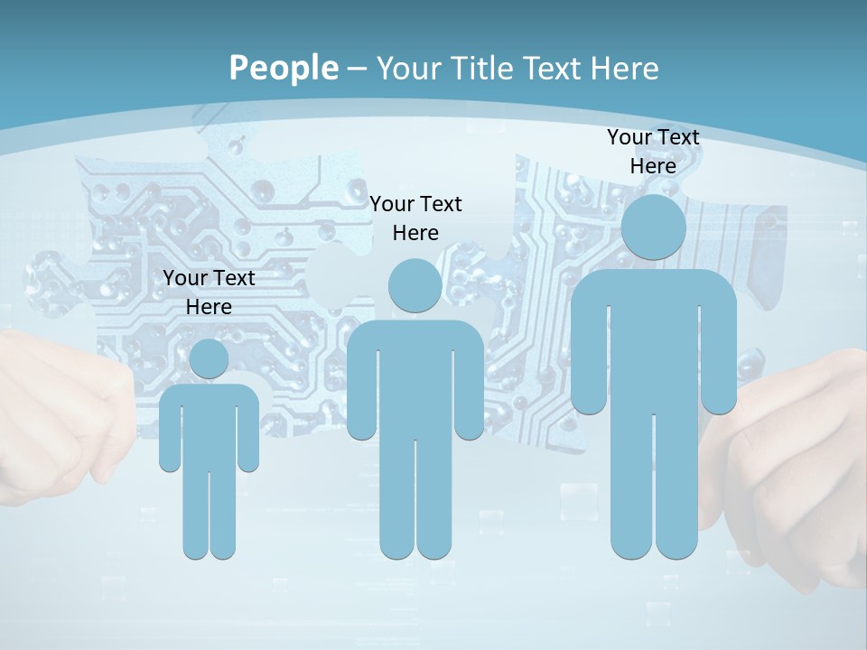 Two Hands Holding A Piece Of A Computer Circuit PowerPoint Template