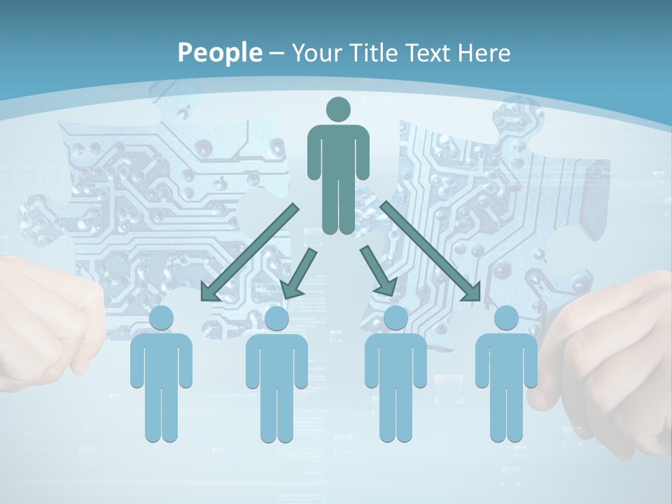 Two Hands Holding A Piece Of A Computer Circuit PowerPoint Template