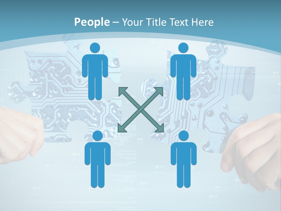 Two Hands Holding A Piece Of A Computer Circuit PowerPoint Template