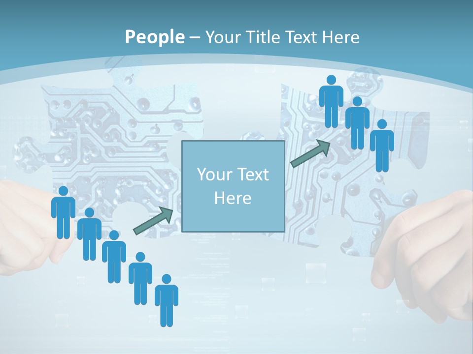 Two Hands Holding A Piece Of A Computer Circuit PowerPoint Template
