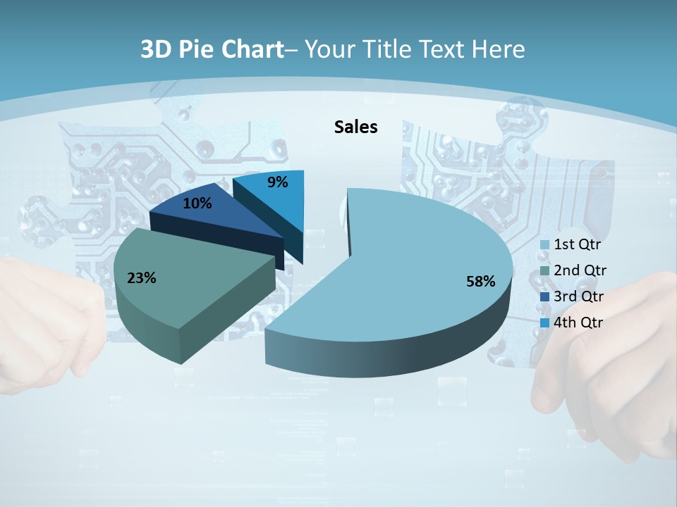 Two Hands Holding A Piece Of A Computer Circuit PowerPoint Template