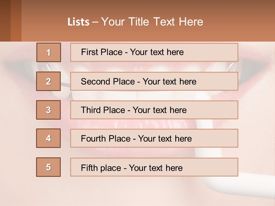 A Woman Is Brushing Her Teeth With A Toothbrush PowerPoint Template