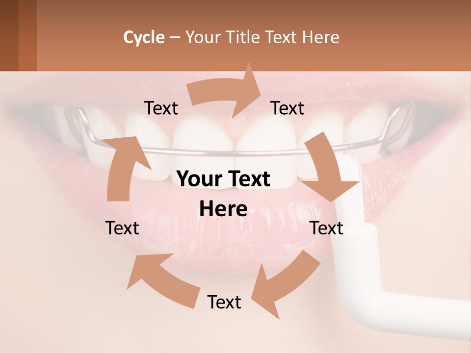 A Woman Is Brushing Her Teeth With A Toothbrush PowerPoint Template