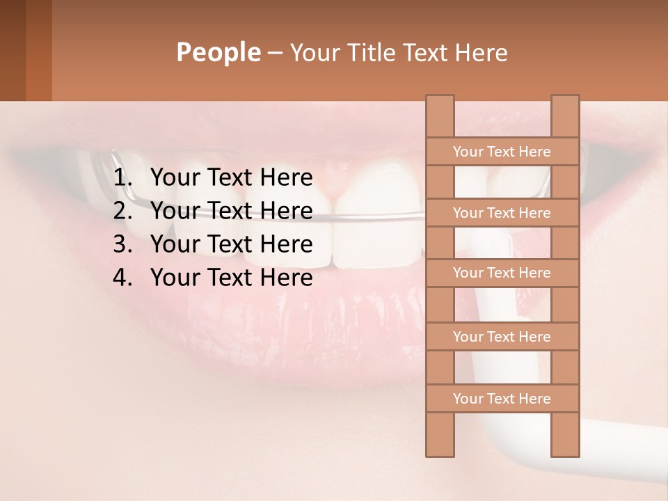 A Woman Is Brushing Her Teeth With A Toothbrush PowerPoint Template