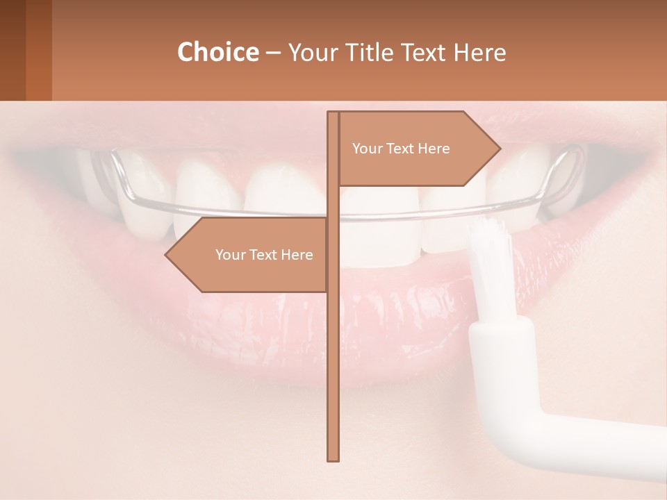 A Woman Is Brushing Her Teeth With A Toothbrush PowerPoint Template