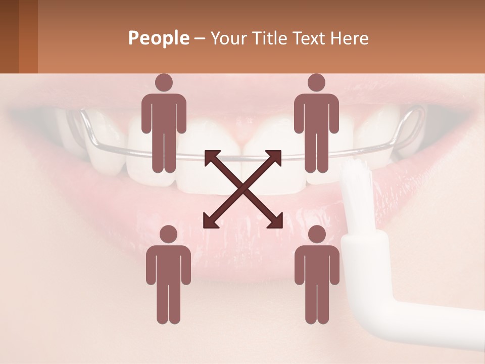 A Woman Is Brushing Her Teeth With A Toothbrush PowerPoint Template