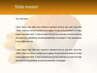 A Metal Bowl Filled With Yellow Powder Next To A Pile Of Yellow Powder PowerPoint Template