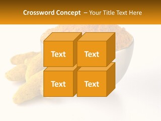A Metal Bowl Filled With Yellow Powder Next To A Pile Of Yellow Powder PowerPoint Template