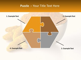 A Metal Bowl Filled With Yellow Powder Next To A Pile Of Yellow Powder PowerPoint Template