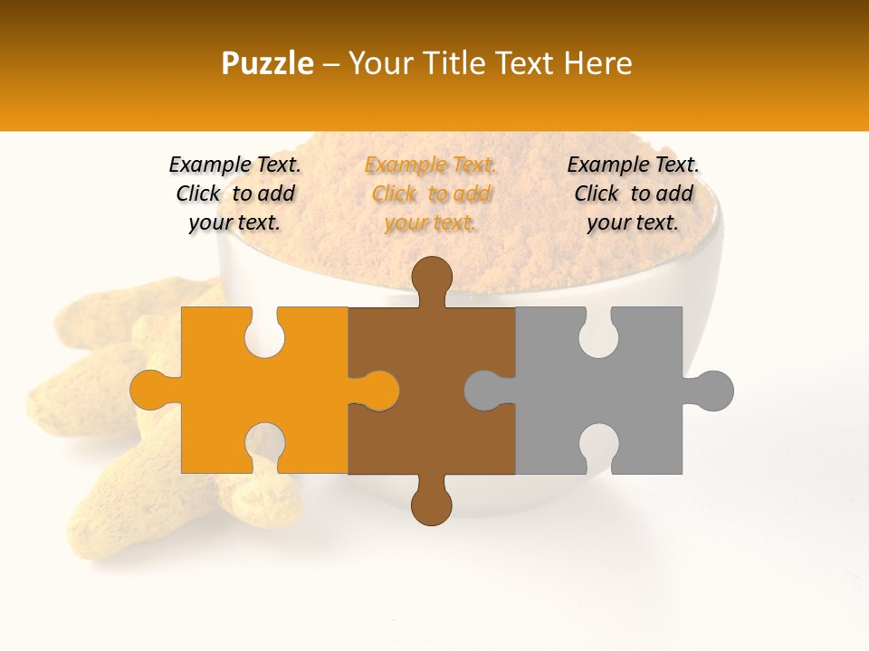 A Metal Bowl Filled With Yellow Powder Next To A Pile Of Yellow Powder PowerPoint Template