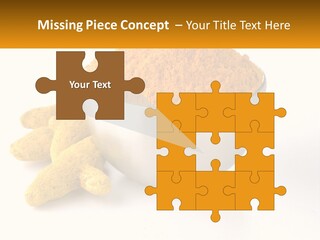 A Metal Bowl Filled With Yellow Powder Next To A Pile Of Yellow Powder PowerPoint Template