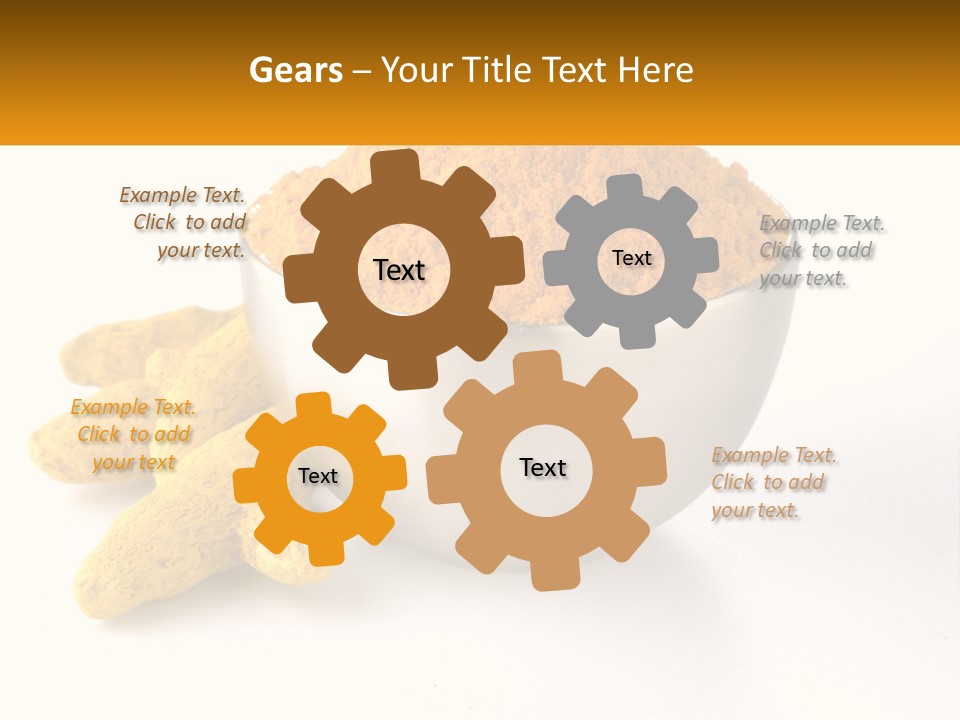 A Metal Bowl Filled With Yellow Powder Next To A Pile Of Yellow Powder PowerPoint Template