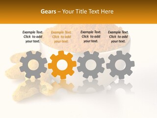 A Metal Bowl Filled With Yellow Powder Next To A Pile Of Yellow Powder PowerPoint Template