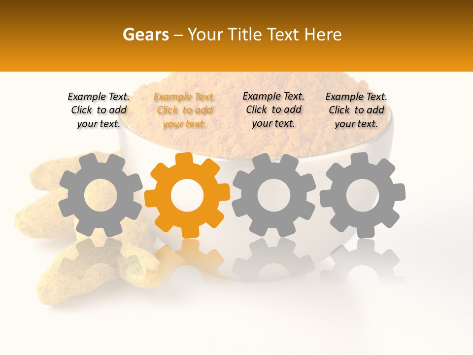 A Metal Bowl Filled With Yellow Powder Next To A Pile Of Yellow Powder PowerPoint Template