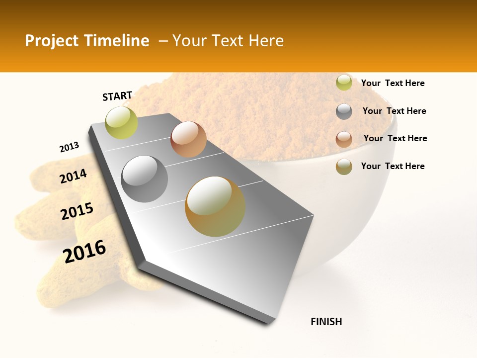 A Metal Bowl Filled With Yellow Powder Next To A Pile Of Yellow Powder PowerPoint Template