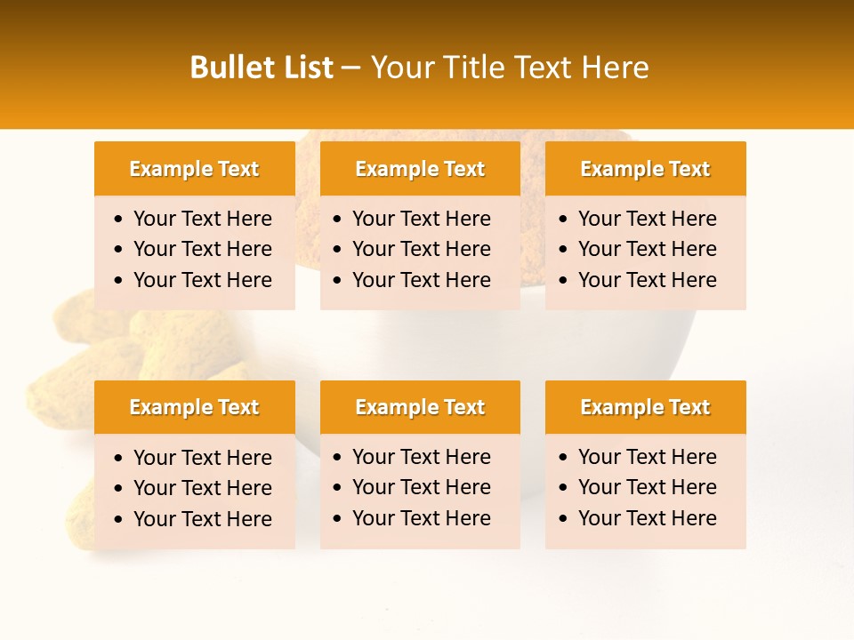 A Metal Bowl Filled With Yellow Powder Next To A Pile Of Yellow Powder PowerPoint Template