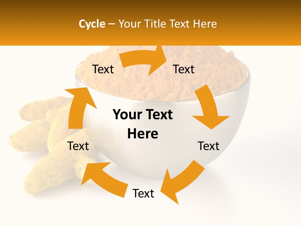 A Metal Bowl Filled With Yellow Powder Next To A Pile Of Yellow Powder PowerPoint Template