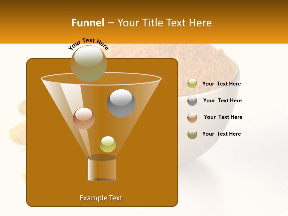 A Metal Bowl Filled With Yellow Powder Next To A Pile Of Yellow Powder PowerPoint Template