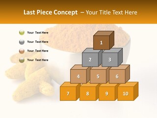 A Metal Bowl Filled With Yellow Powder Next To A Pile Of Yellow Powder PowerPoint Template