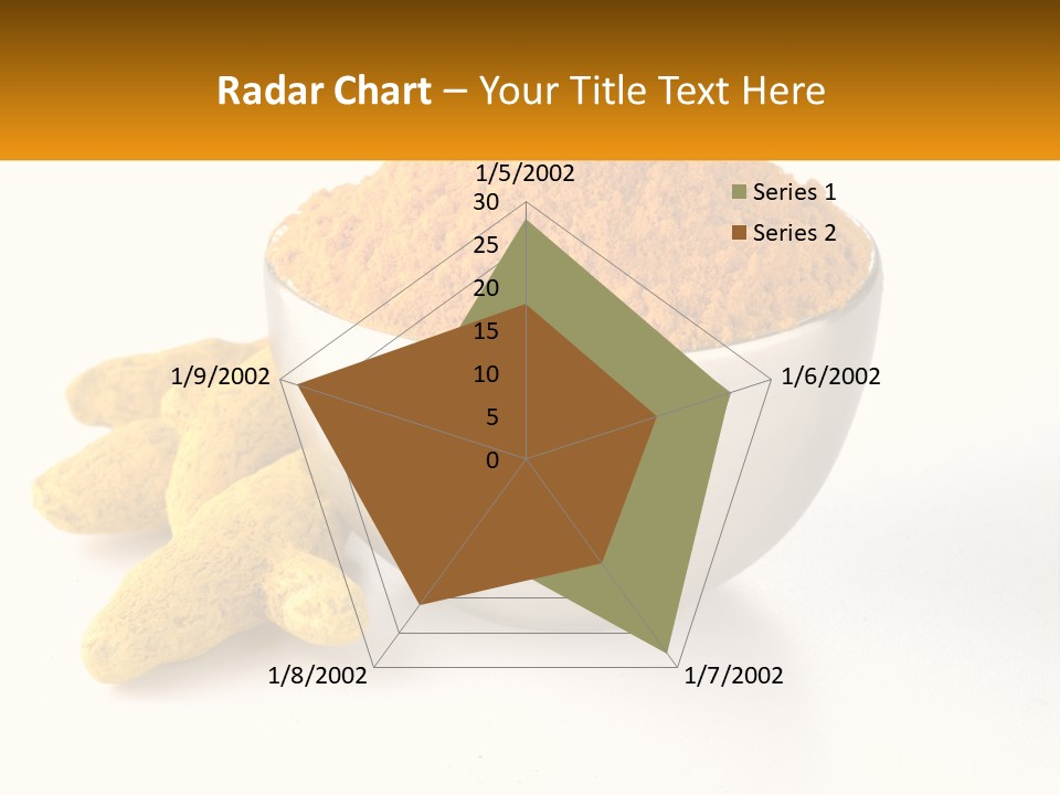 A Metal Bowl Filled With Yellow Powder Next To A Pile Of Yellow Powder PowerPoint Template