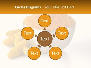 A Metal Bowl Filled With Yellow Powder Next To A Pile Of Yellow Powder PowerPoint Template