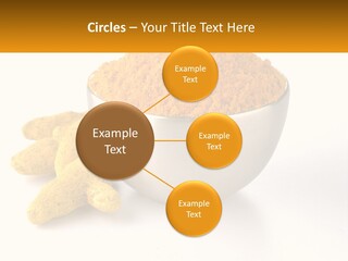 A Metal Bowl Filled With Yellow Powder Next To A Pile Of Yellow Powder PowerPoint Template