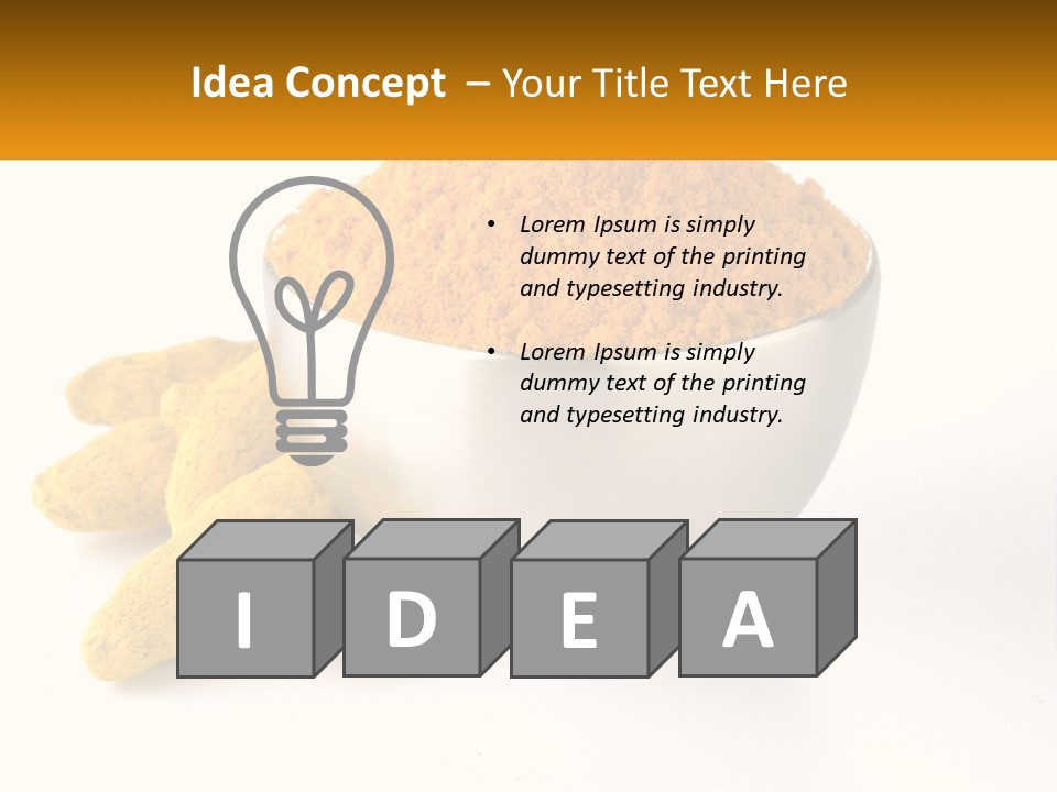 A Metal Bowl Filled With Yellow Powder Next To A Pile Of Yellow Powder PowerPoint Template