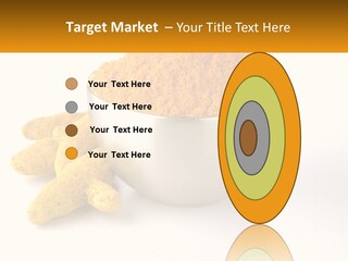 A Metal Bowl Filled With Yellow Powder Next To A Pile Of Yellow Powder PowerPoint Template