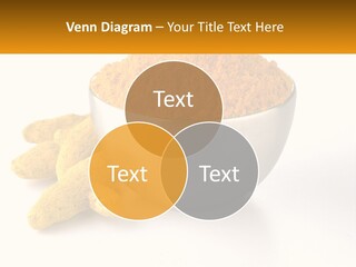 A Metal Bowl Filled With Yellow Powder Next To A Pile Of Yellow Powder PowerPoint Template