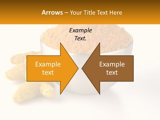 A Metal Bowl Filled With Yellow Powder Next To A Pile Of Yellow Powder PowerPoint Template