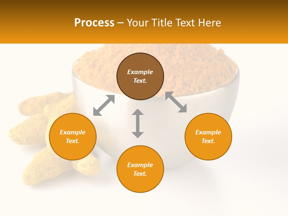 A Metal Bowl Filled With Yellow Powder Next To A Pile Of Yellow Powder PowerPoint Template