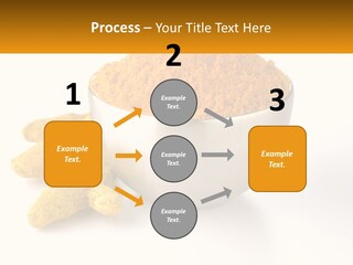 A Metal Bowl Filled With Yellow Powder Next To A Pile Of Yellow Powder PowerPoint Template