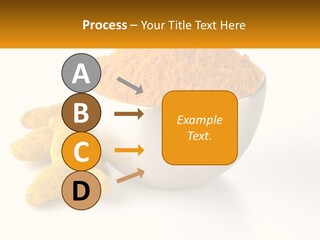 A Metal Bowl Filled With Yellow Powder Next To A Pile Of Yellow Powder PowerPoint Template
