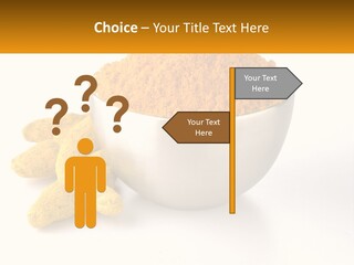 A Metal Bowl Filled With Yellow Powder Next To A Pile Of Yellow Powder PowerPoint Template