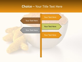 A Metal Bowl Filled With Yellow Powder Next To A Pile Of Yellow Powder PowerPoint Template