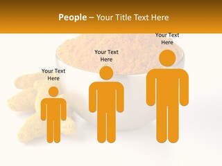 A Metal Bowl Filled With Yellow Powder Next To A Pile Of Yellow Powder PowerPoint Template