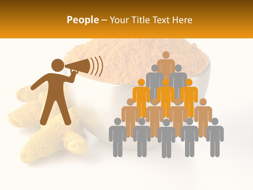 A Metal Bowl Filled With Yellow Powder Next To A Pile Of Yellow Powder PowerPoint Template