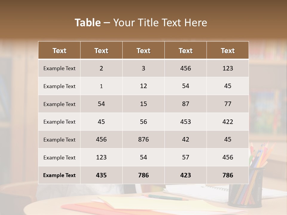 A Young Boy Sitting At A Desk In Front Of A Book Shelf PowerPoint Template