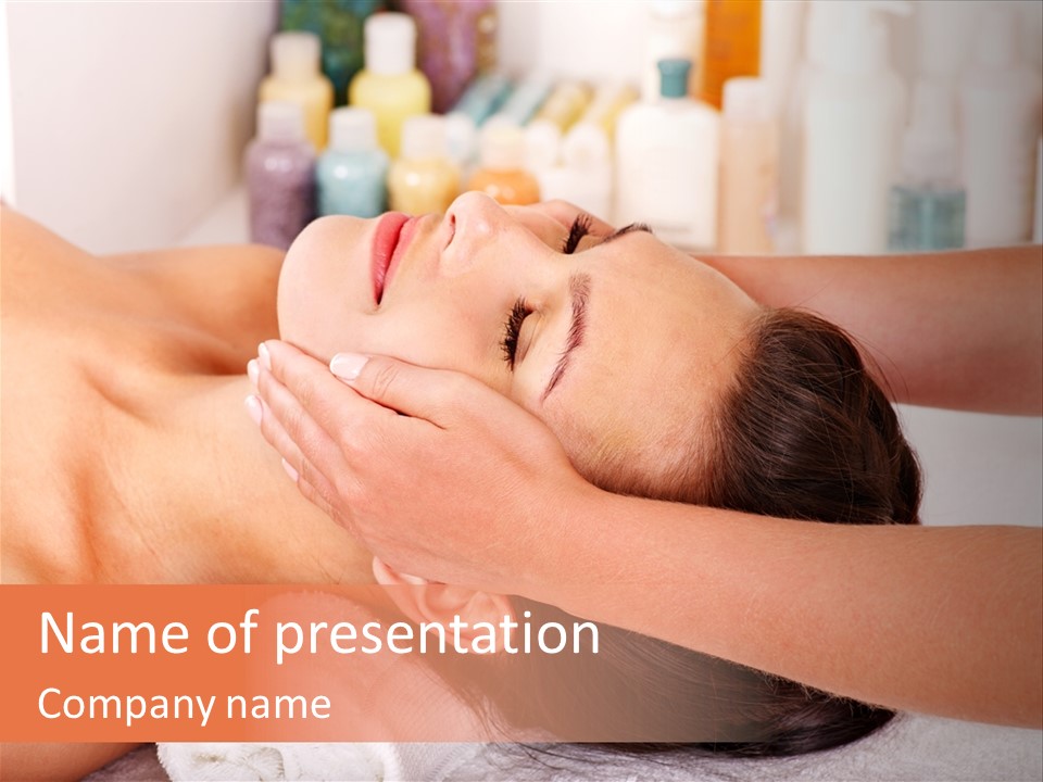 A Woman Getting A Facial Massage In A Spa PowerPoint Template