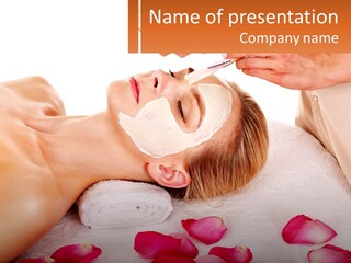 A Woman Getting A Facial Mask On Her Face PowerPoint Template