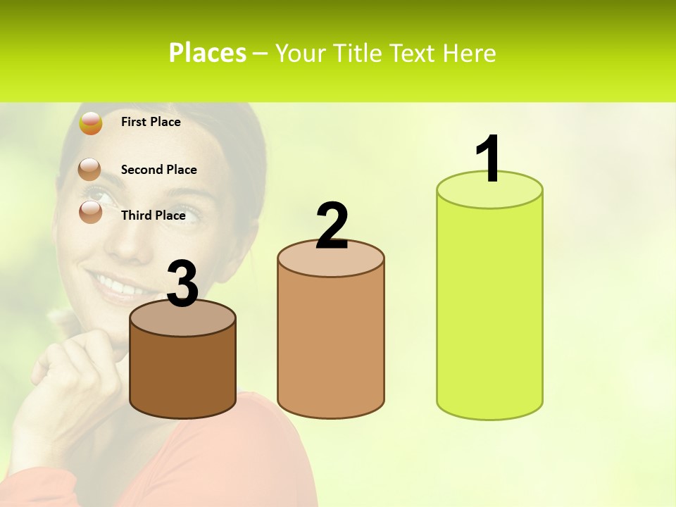 A Woman Is Smiling With Her Hand On Her Chin PowerPoint Template