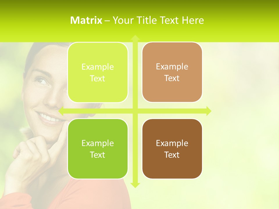 A Woman Is Smiling With Her Hand On Her Chin PowerPoint Template