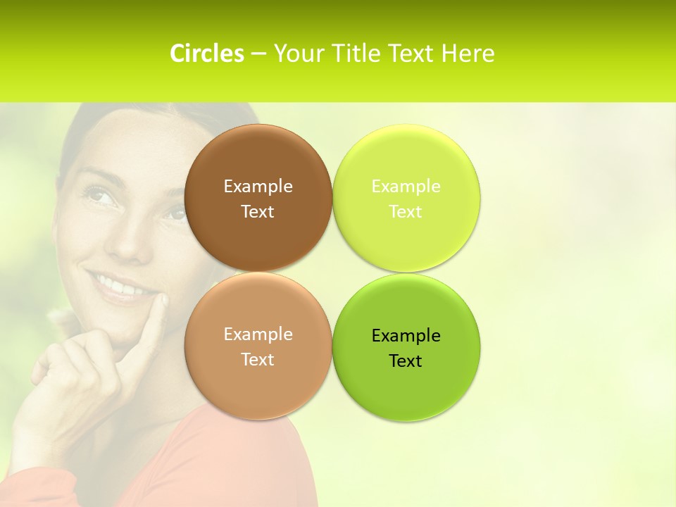 A Woman Is Smiling With Her Hand On Her Chin PowerPoint Template