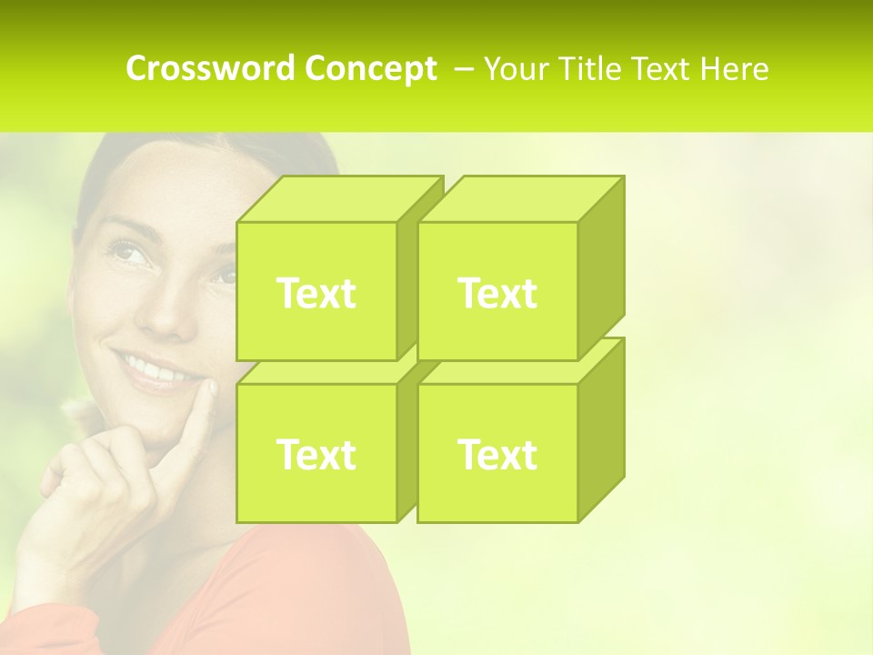 A Woman Is Smiling With Her Hand On Her Chin PowerPoint Template