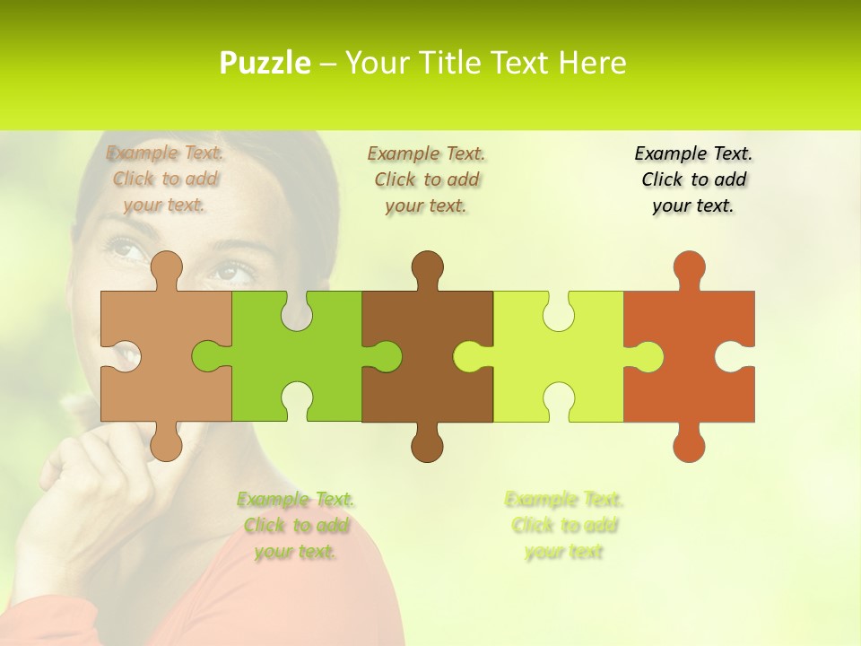 A Woman Is Smiling With Her Hand On Her Chin PowerPoint Template