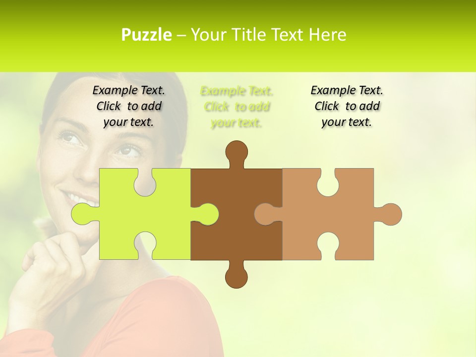 A Woman Is Smiling With Her Hand On Her Chin PowerPoint Template