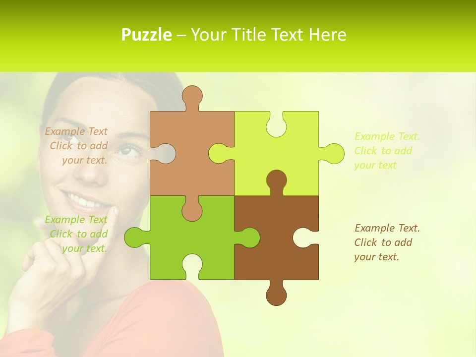 A Woman Is Smiling With Her Hand On Her Chin PowerPoint Template