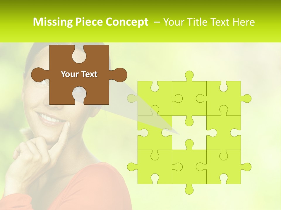 A Woman Is Smiling With Her Hand On Her Chin PowerPoint Template